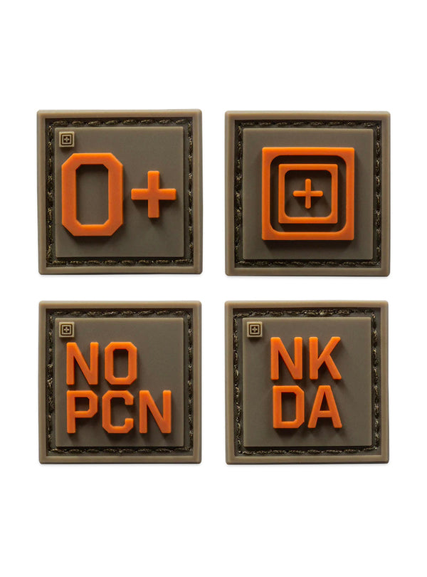5.11 Tactical Blood Type Patch Kit O Positive-Morale Patches-5.11 Tactical-TacSource