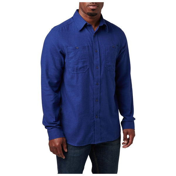 5.11 TACTICAL SILVERWOOD FLANNEL SOLID LONG SLEEVES - BLUE MUSSEL