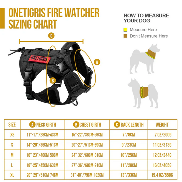 ONETIGRIS - Fire Watcher K9 Harness 2.0 | Metal Buckle