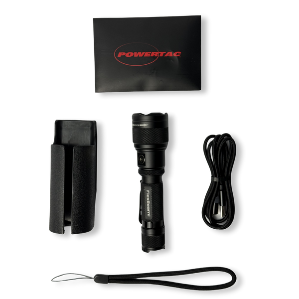Powertac - FlexBeam GEN2 | 2000 Lumens Adjustable Beam Flashlight