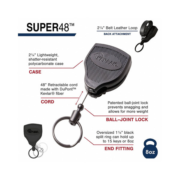 Key-Bak SUPER48 48in Heavy Duty Kevlar Cord with Belt Clip