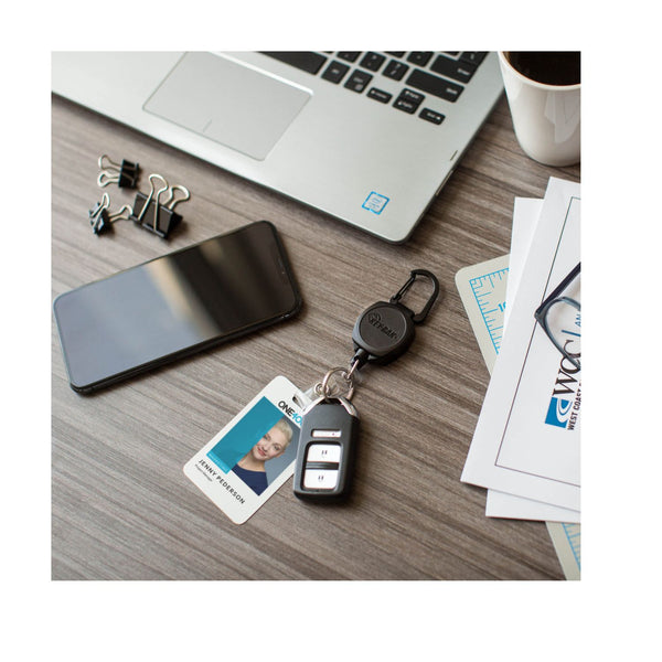 KeyBak Sidekick Twist-Free Carabiner Retractable Keychain and Badge Reel That Holds Up to 5 Keys and ID Badge - Classic