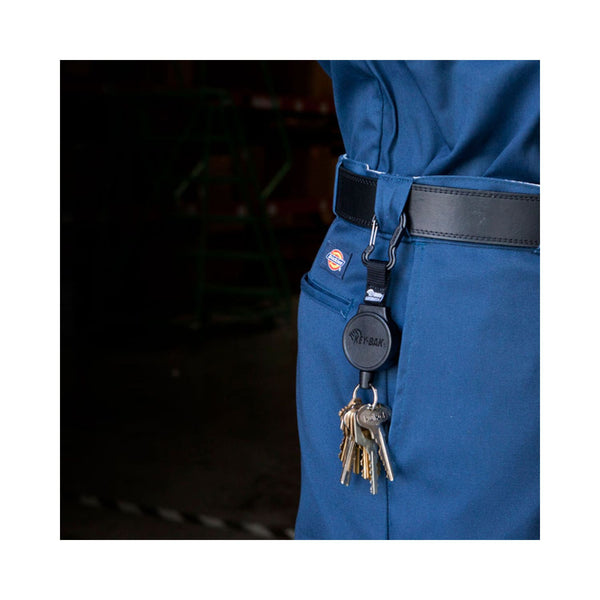 KeyBak MID6 Heavy Duty Retractable Keychain with Carabiner or Belt Clip That Holds Up to 10 Keys