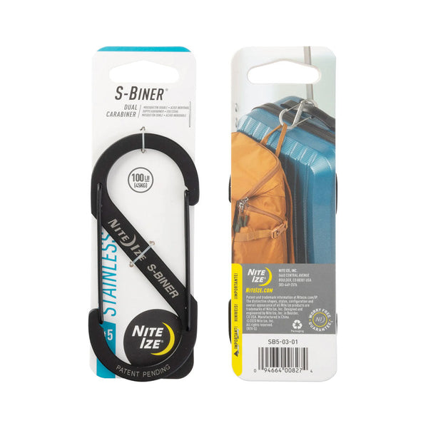 Nite Ize S-Biner Dual Carabiner Stainless Steel-S-Biner-Nite-Ize-#5 Single-Black-TacSource