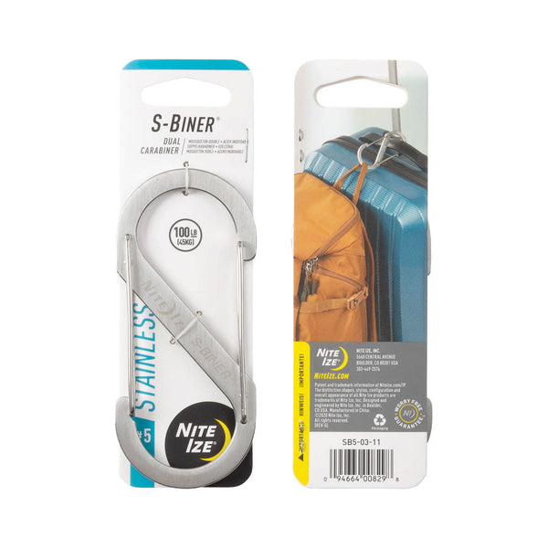 Nite Ize S-Biner Dual Carabiner Stainless Steel-S-Biner-Nite-Ize-#5 Single-Stainless Steel-TacSource