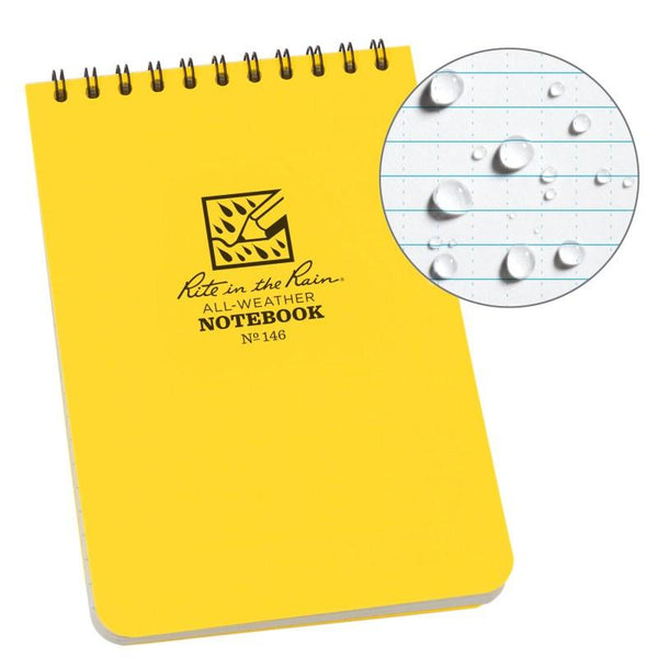 Rite in the Rain No146 Top Spiral 4x6 Notebook Universal Yellow-Pens, Notebooks and Stationery-Rite in the Rain-TacSource