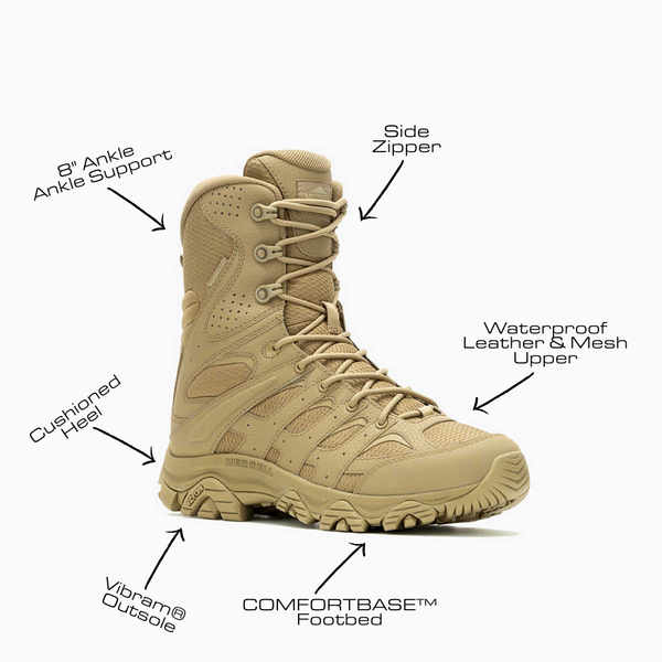 Merrell Tactical - MOAB 3 Tactical 8" Side Zip Waterproof | Coyote
