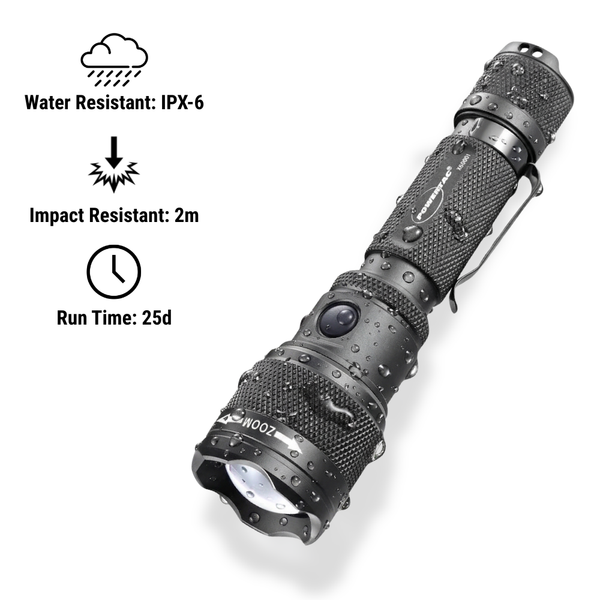 Powertac - FlexBeam GEN2  | 2000 Lumens Adjustable Beam Flashlight