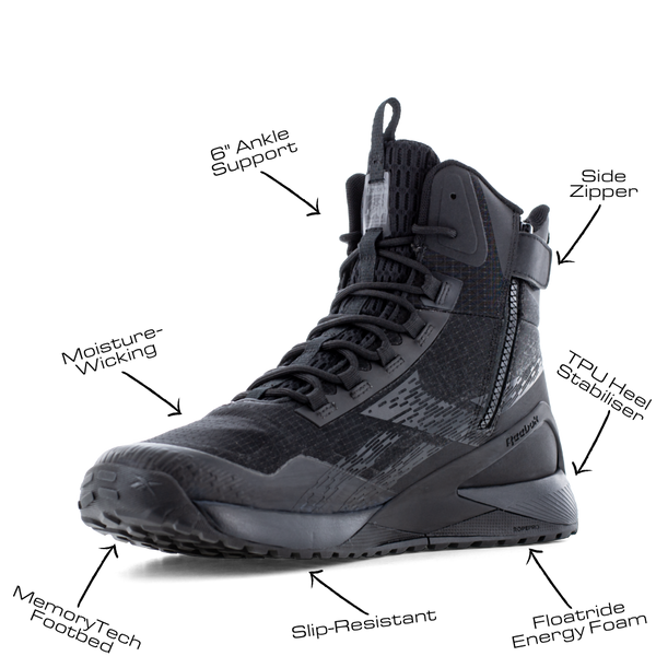 Reebok - Nano X1 Adventure 6" Tactical Boot with Side Zipper | Black