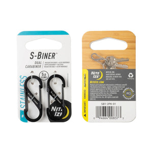 Nite Ize S-Biner Dual Carabiner Stainless Steel-S-Biner-Nite-Ize-#1 - 2 Pack-Black-TacSource