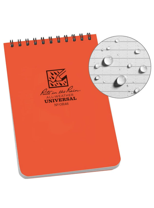 Rite In The Rain 4" x 6" Top Spiral Notebook - Blaze Orange-Notebook-Rite In The Rain-TacSource