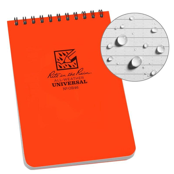 Rite in the Rain NoOR46 Top Spiral 4x6 Notebook Universal Orange-Pens, Notebooks and Stationery-Rite in the Rain-TacSource